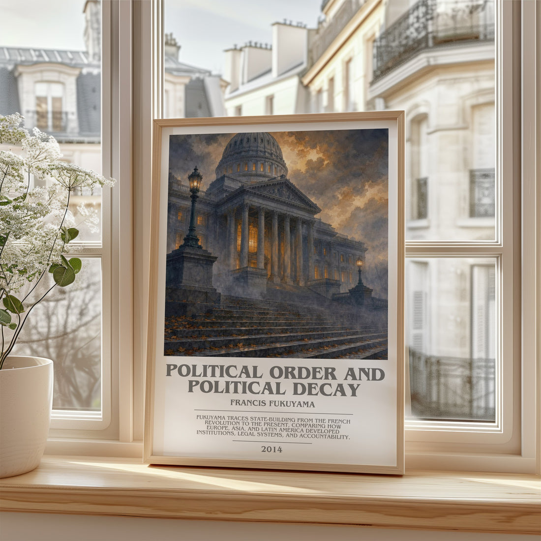 Political order and political decay bookish poster colour and style options – Francis Fukuyama book art