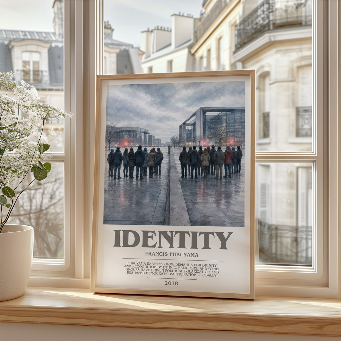 Identity bookish poster colour and style options – Francis Fukuyama book art