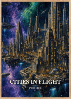 Cities in Flight Book Watercolour Illustration by James Blish