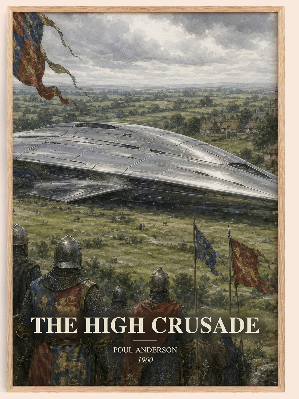 The High Crusade watercolour book poster by Poul Anderson – framed literary art print