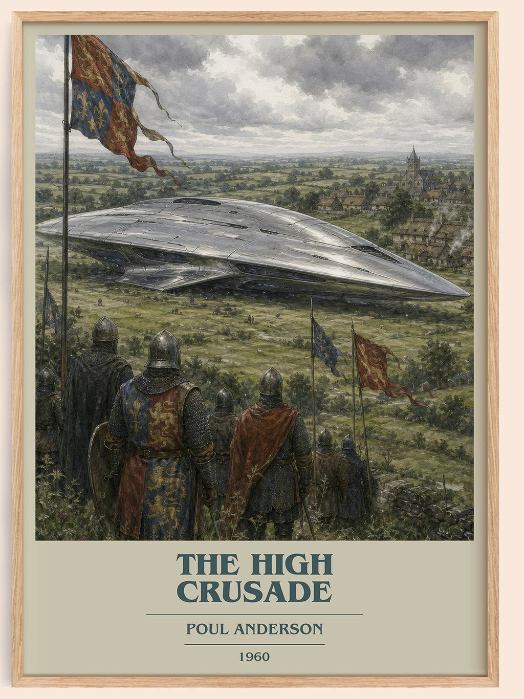 The High Crusade book cover book poster by Poul Anderson – framed literary art print