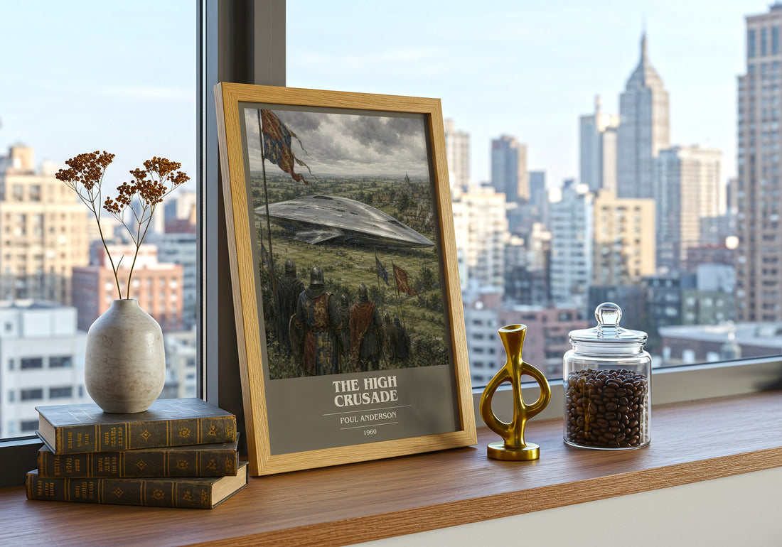 The High Crusade book cover print framed by window – literary home decor