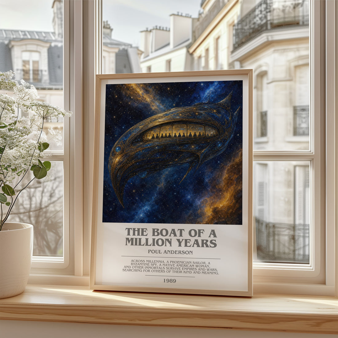The boat of a million years bookish poster colour and style options – Poul Anderson book art