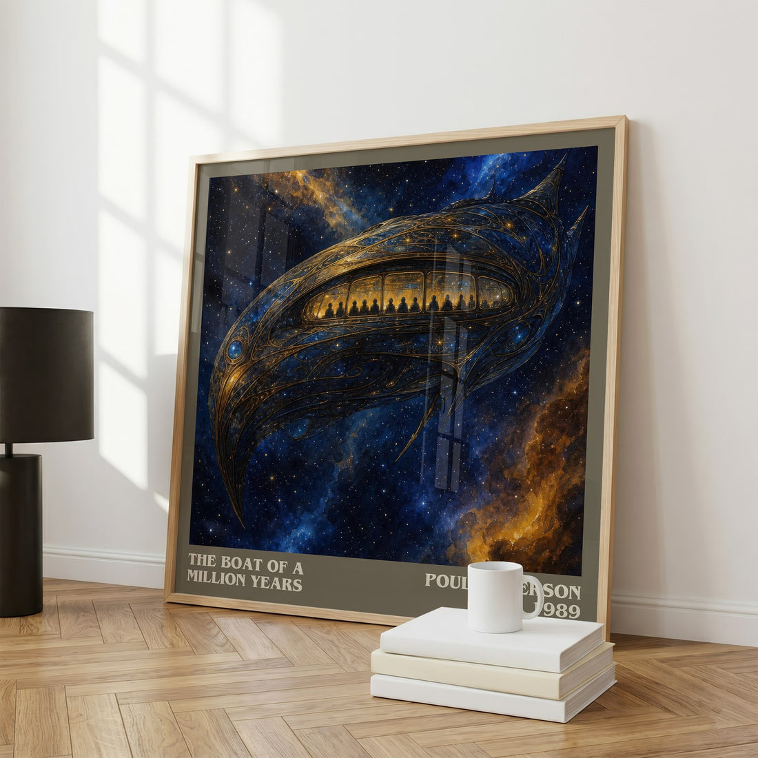 The boat of a million years literary print framed by window – literary home decor