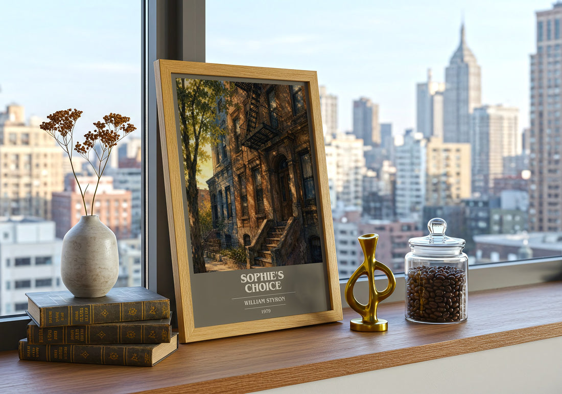 Sophie's Choice book cover print framed by window – literary home decor
