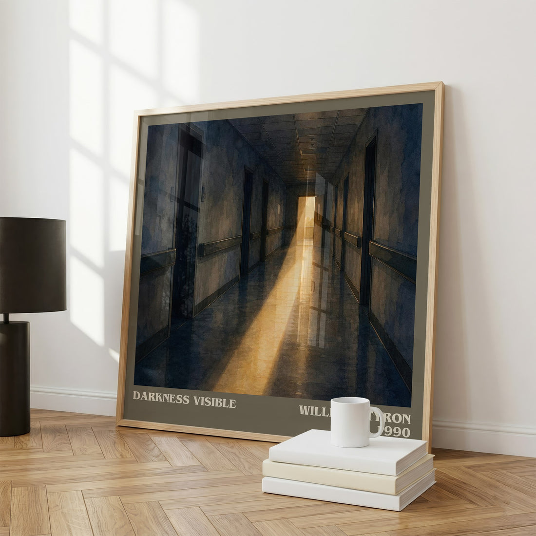 Darkness Visible literary print framed by window – literary home decor