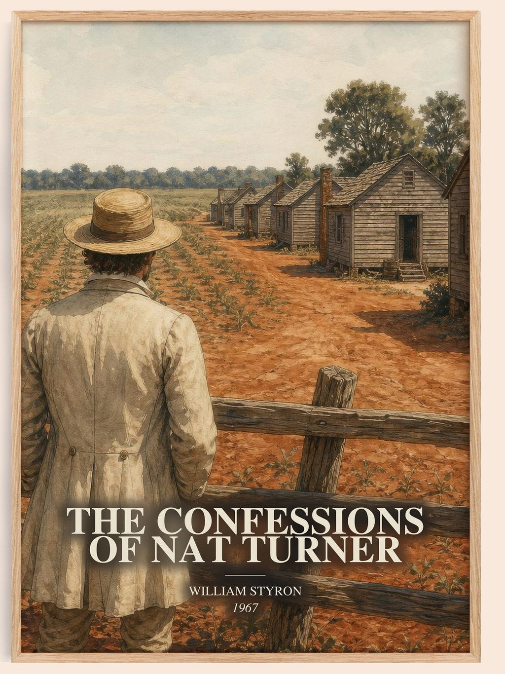 The Confessions of Nat Turner watercolour book poster by William Styron – framed literary art print