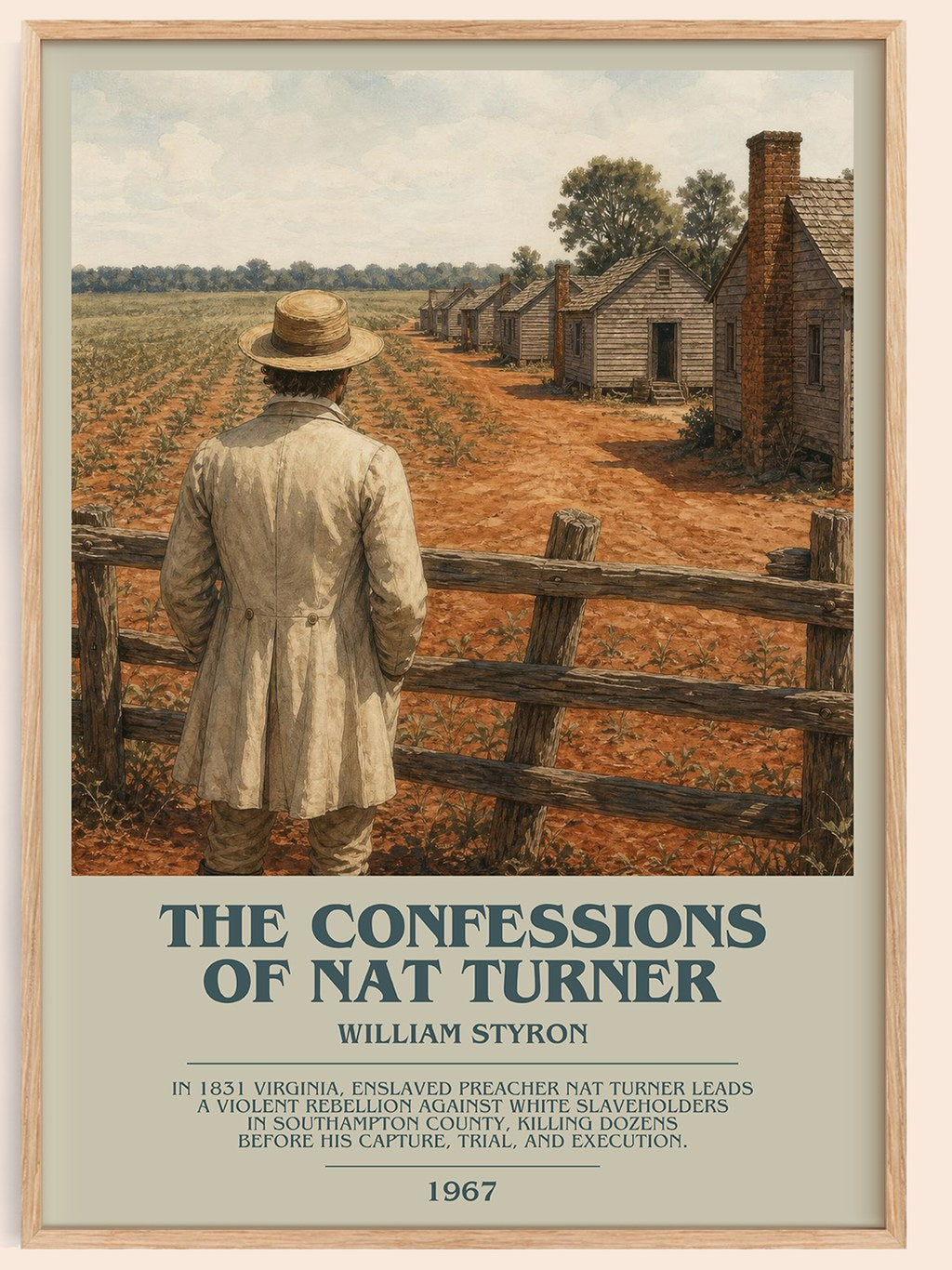 The Confessions of Nat Turner bookish book poster by William Styron – framed literary art print