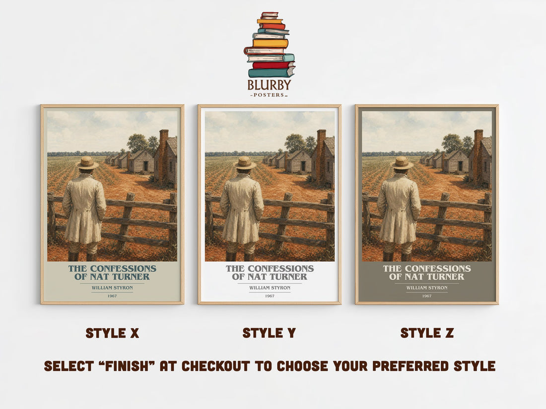 The Confessions of Nat Turner book cover print in frame leaning in hallway – historical fiction wall art (mockup)