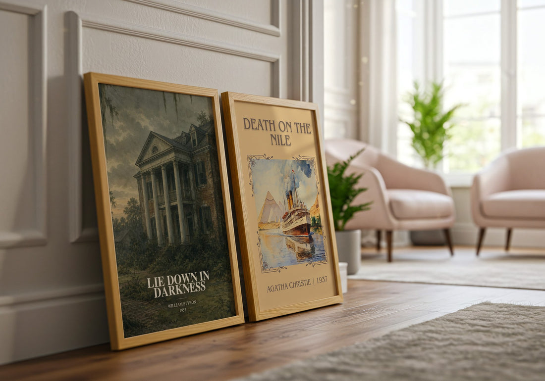 Lie down in Darkness watercolour print framed by window – literary home decor