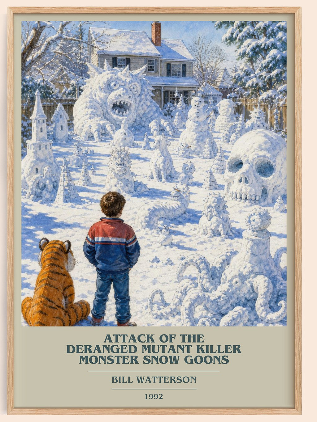 Attack of the Deranged Mutant Killer Monster Snow Goons book cover book poster by Bill Watterson – framed literary art print