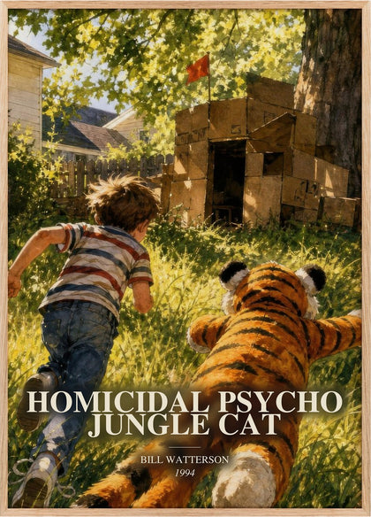 Homicidal psycho jungle cat Book Watercolour Illustration by Bill Watterson