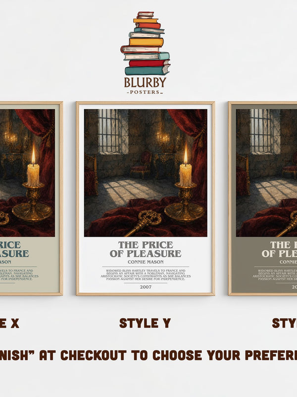 The Price of Pleasure bookish print in frame leaning in hallway – romance wall art