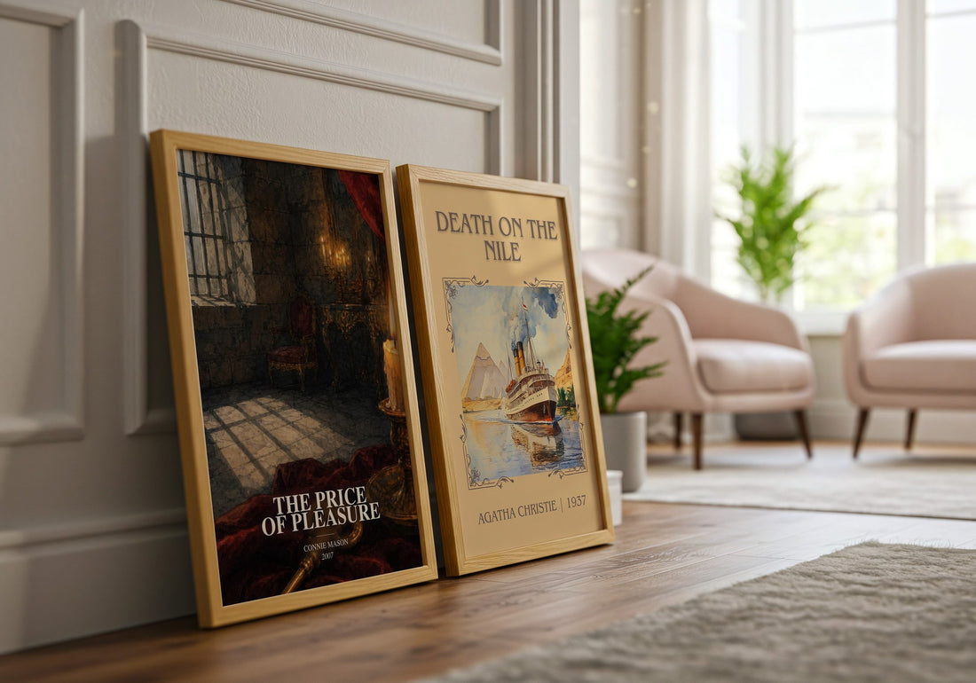 The Price of Pleasure watercolour print framed by window – literary home decor
