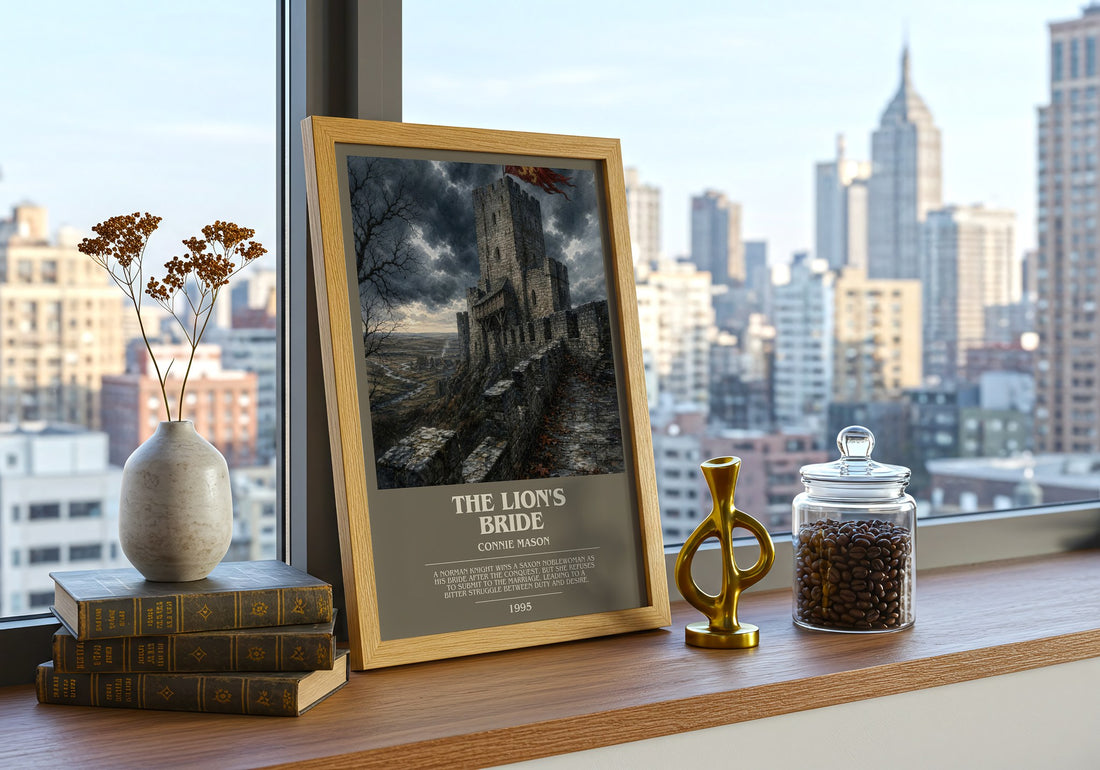 The Lion's Bride bookish print framed by window – literary home decor