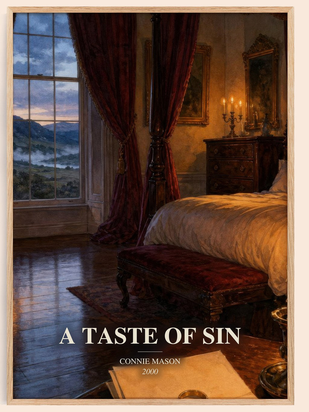 A Taste of Sin watercolour book poster by Connie Mason – framed literary art print