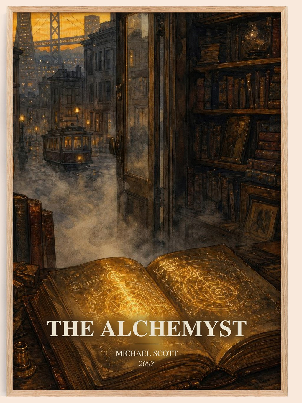 The Alchemyst watercolour book poster by Michael Scott – framed literary art print