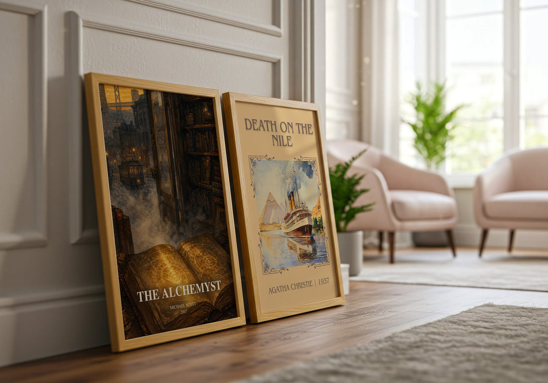 The Alchemyst watercolour print framed by window – literary home decor