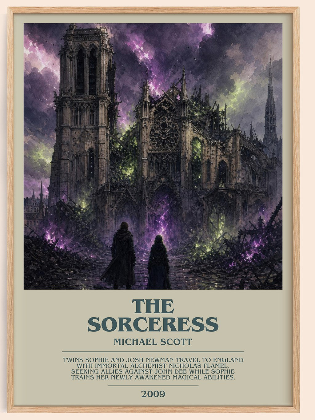The sorceress bookish book poster by Michael Scott – framed literary art print