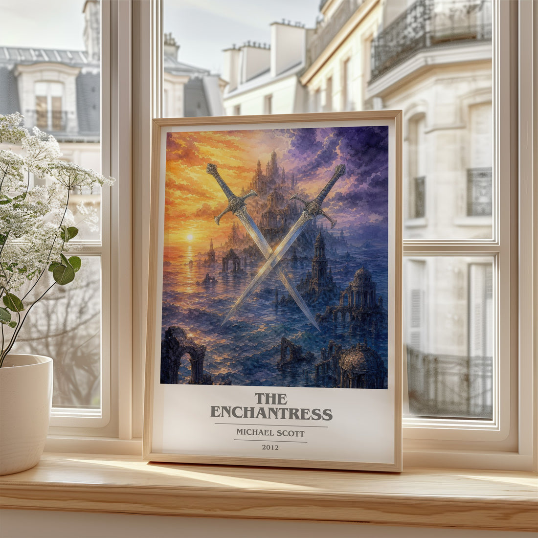 The Enchantress book cover poster colour and style options – Michael Scott book art