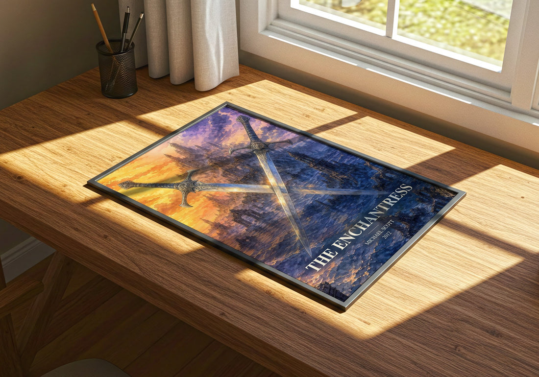 The Enchantress watercolour book poster framed on wall – young adult wall art