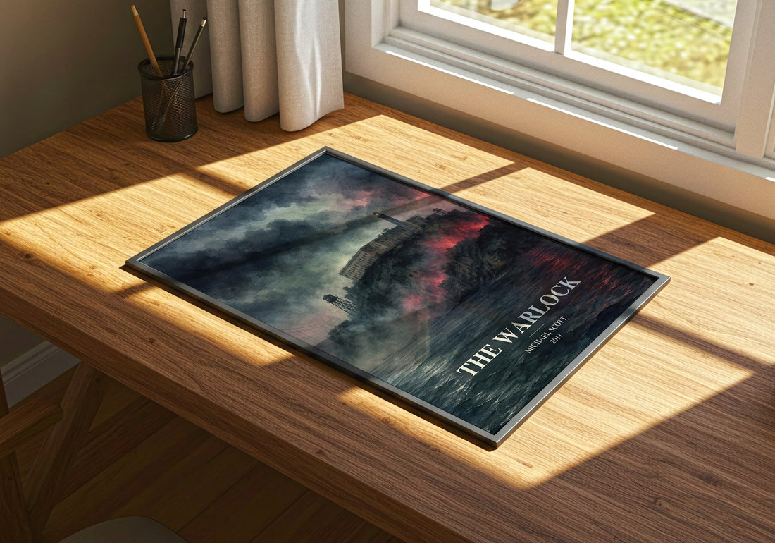 The Warlock watercolour book poster framed on wall – young adult wall art