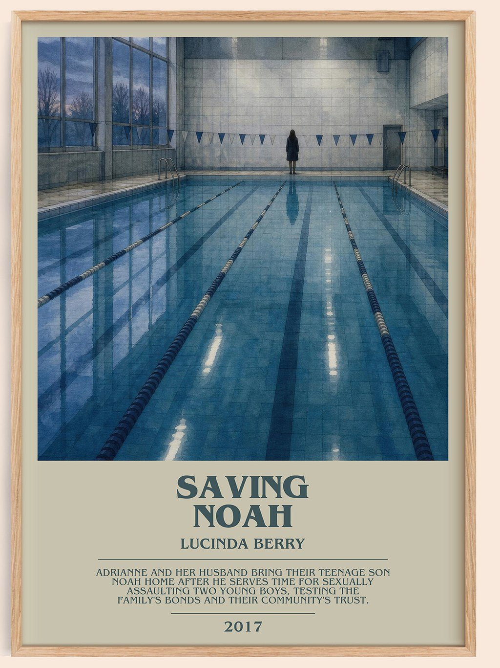 Saving Noah bookish book poster by Lucinda Berry – framed literary art print