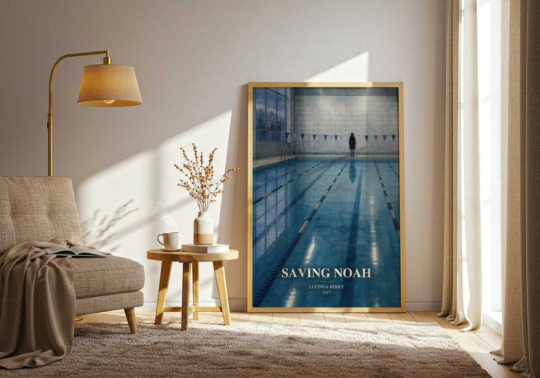 Saving Noah watercolour print in frame leaning in hallway – thriller wall art