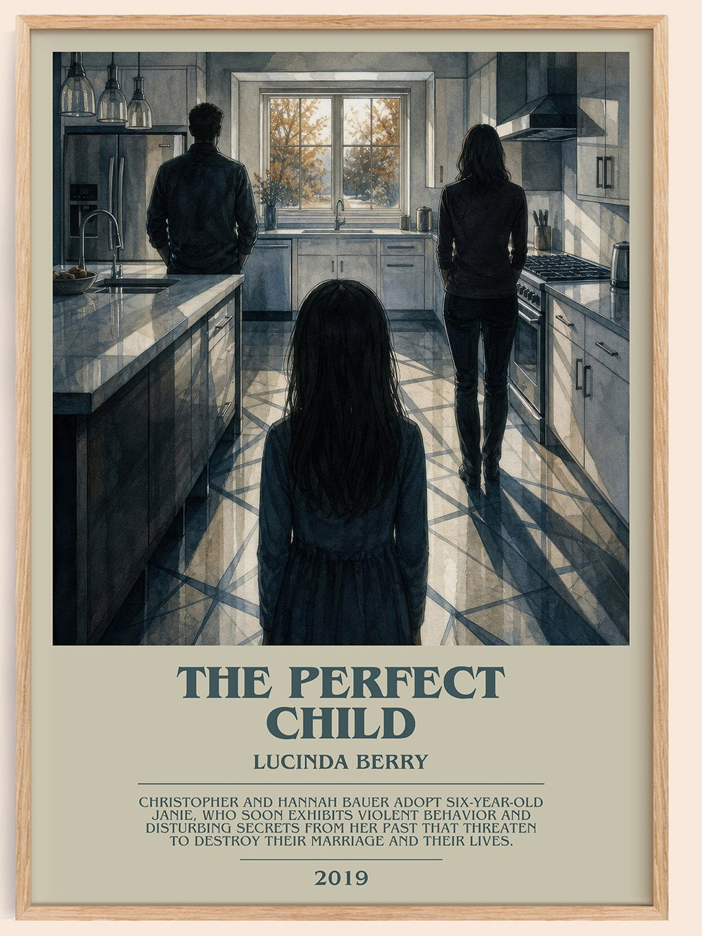 The Perfect Child bookish book poster by Lucinda Berry – framed literary art print