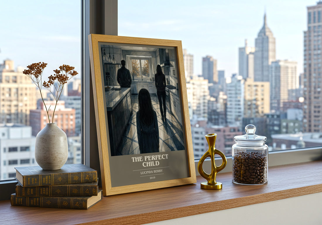 The Perfect Child book cover print framed by window – literary home decor
