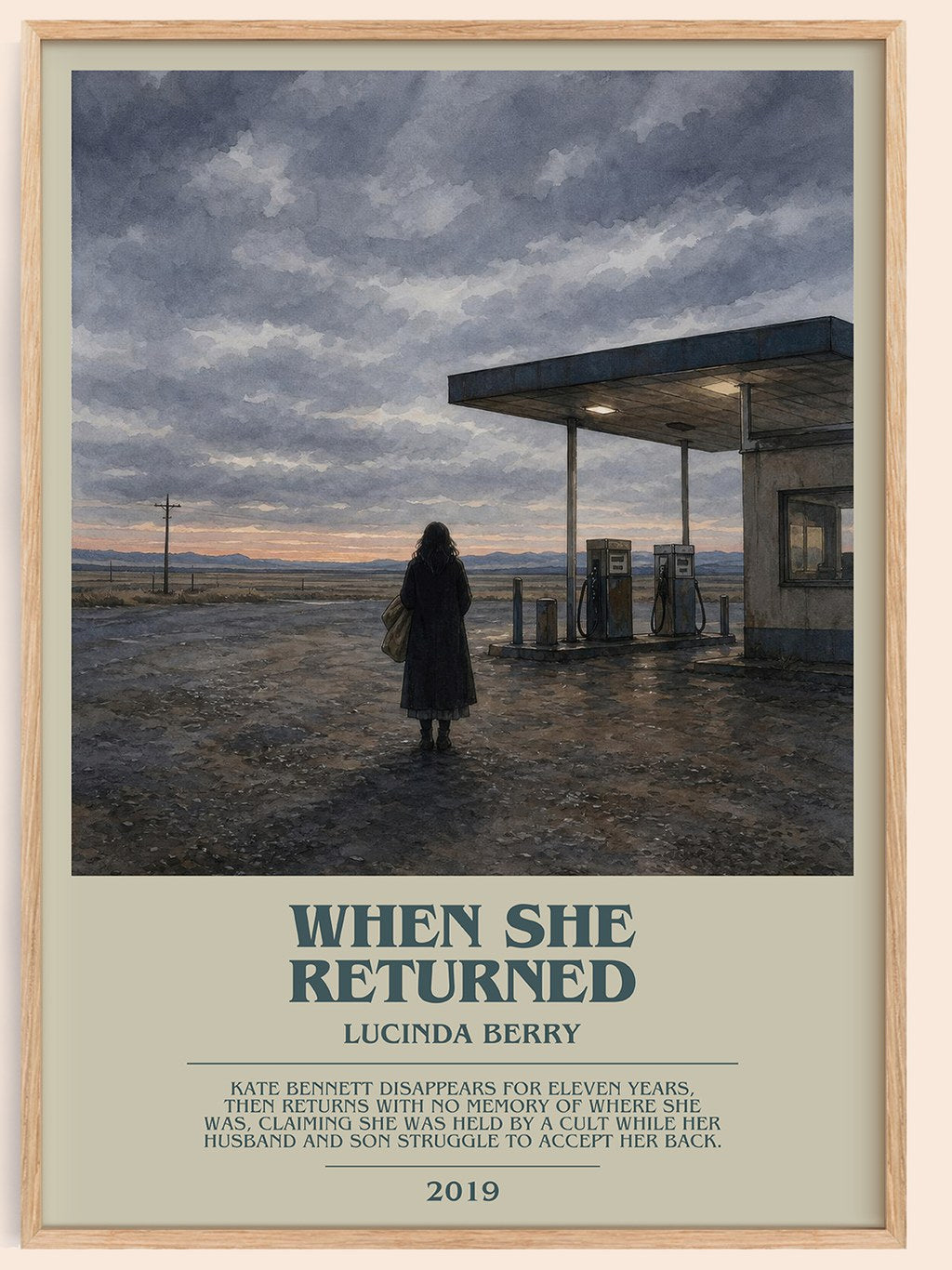 When She Returned bookish book poster by Lucinda Berry – framed literary art print