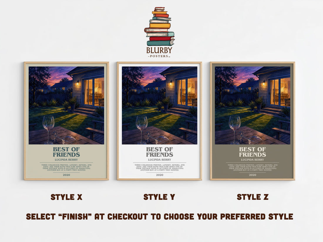 Best of Friends bookish print in frame leaning in hallway – thriller wall art (mockup)