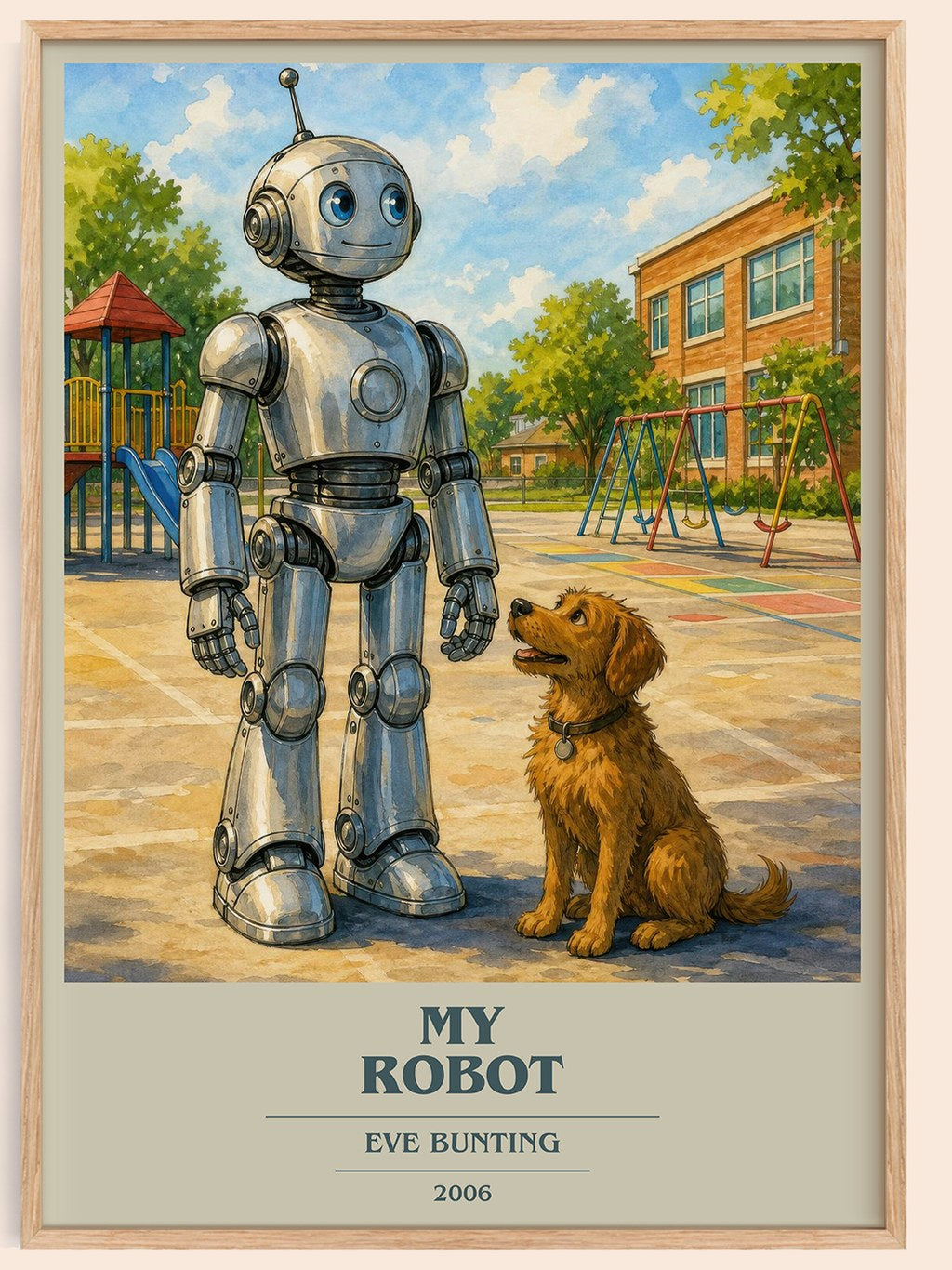 My Robot book cover book poster by Eve Bunting – framed literary art print