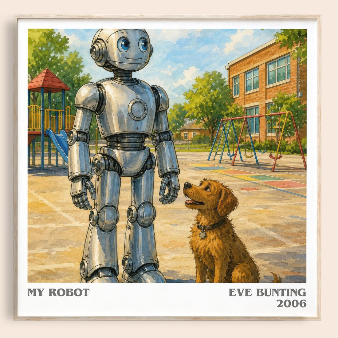 My Robot literary book poster by Eve Bunting – framed literary art print