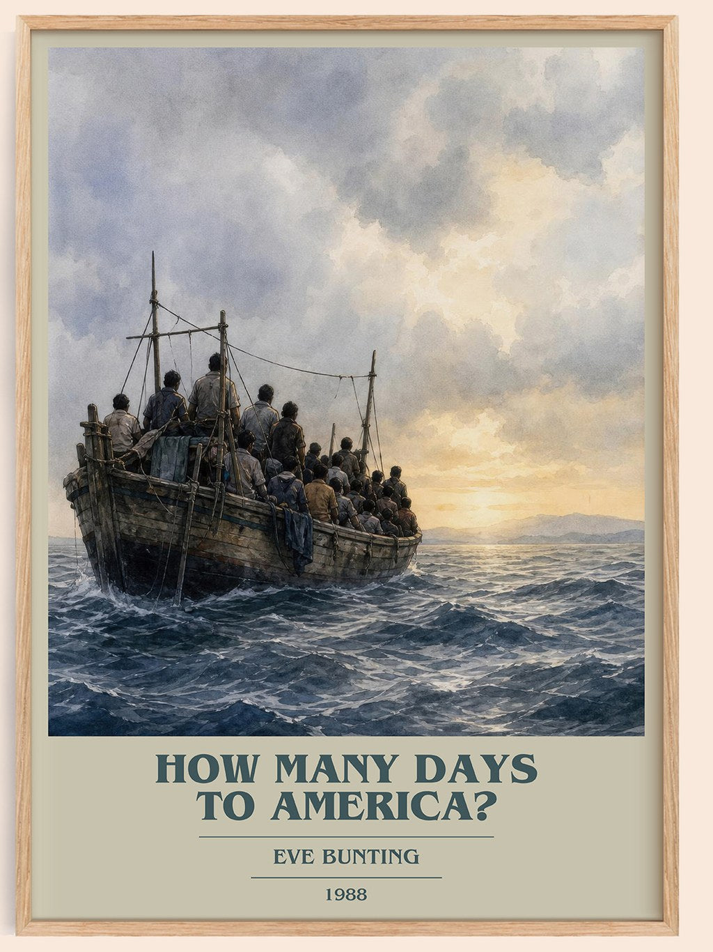 How Many Days to America? book cover book poster by Eve Bunting – framed literary art print