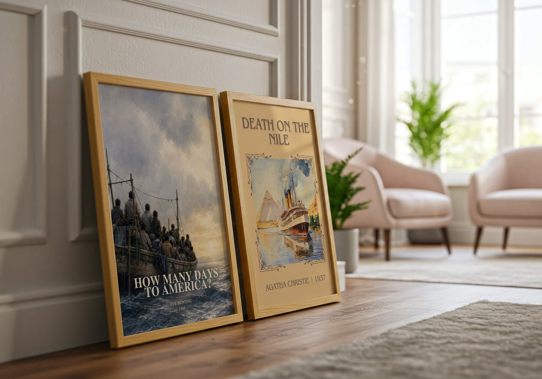 How Many Days to America? watercolour print framed by window – literary home decor