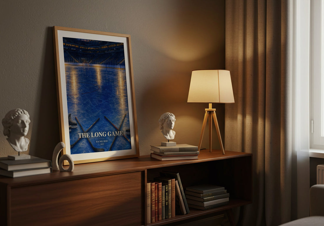The Long Game watercolour print on bookshelf – Rachel Reid fan gift