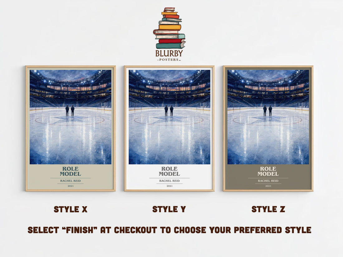 Role Model book cover print in frame leaning in hallway – romance wall art (mockup)