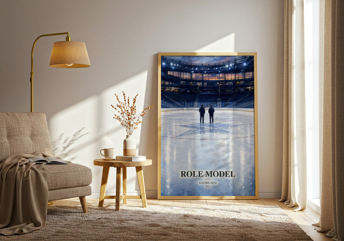 Role Model watercolour print in frame leaning in hallway – romance wall art