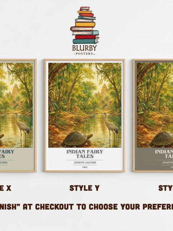 Indian Fairy Tales book cover print in frame leaning in hallway – childrens wall art