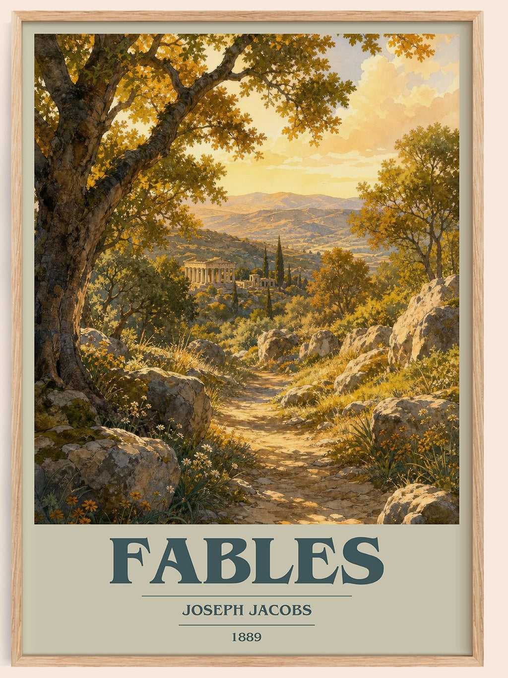 Fables book cover book poster by Joseph Jacobs – framed literary art print