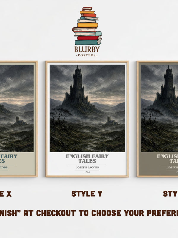 English Fairy Tales book cover print in frame leaning in hallway – childrens wall art