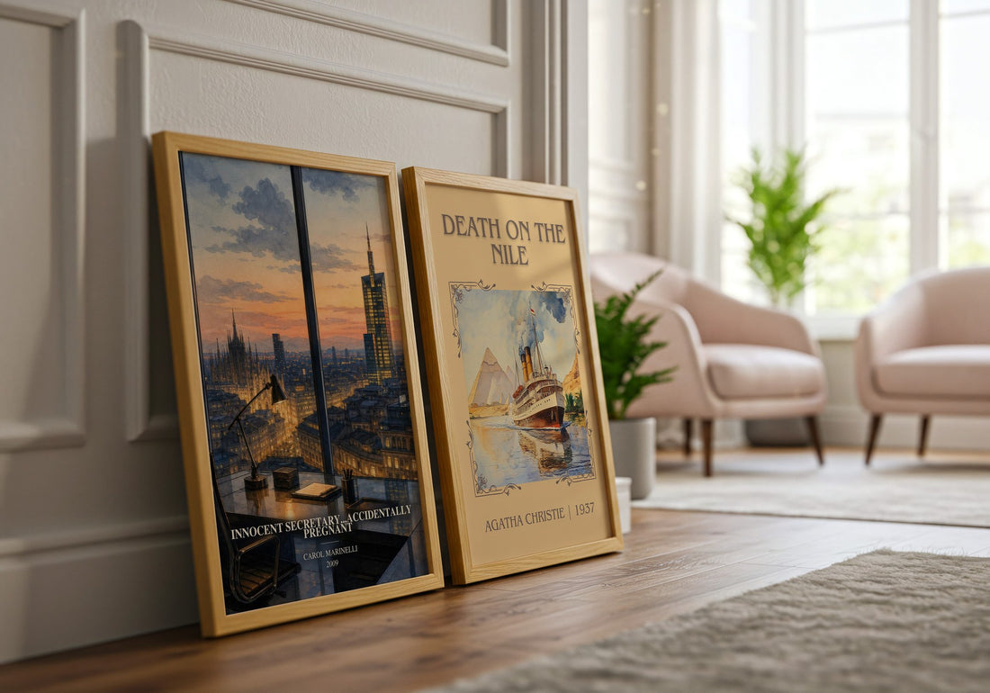 Innocent Secretary...Accidentally Pregnant watercolour print framed by window – literary home decor