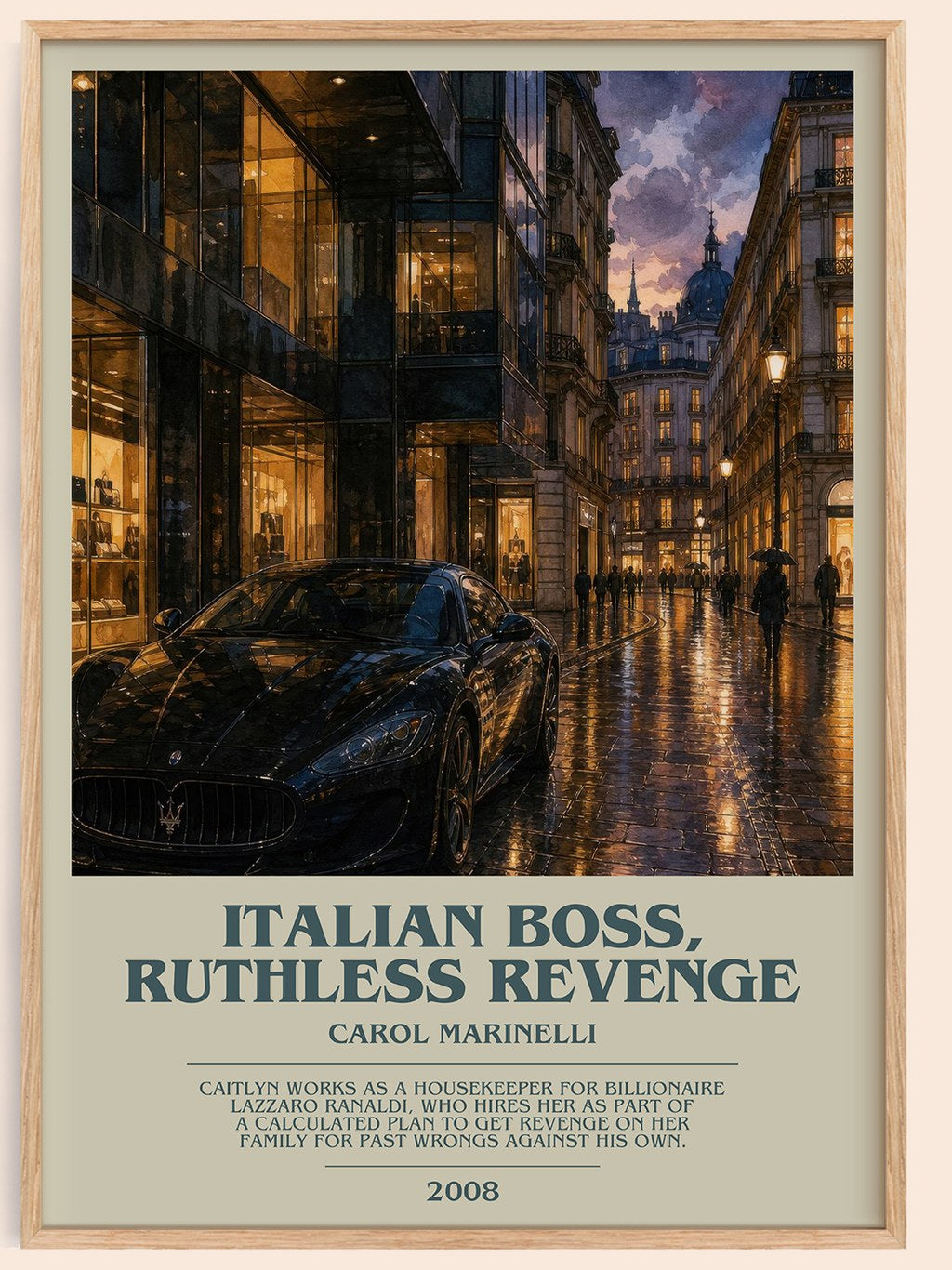 Italian Boss, Ruthless Revenge bookish book poster by Carol Marinelli – framed literary art print