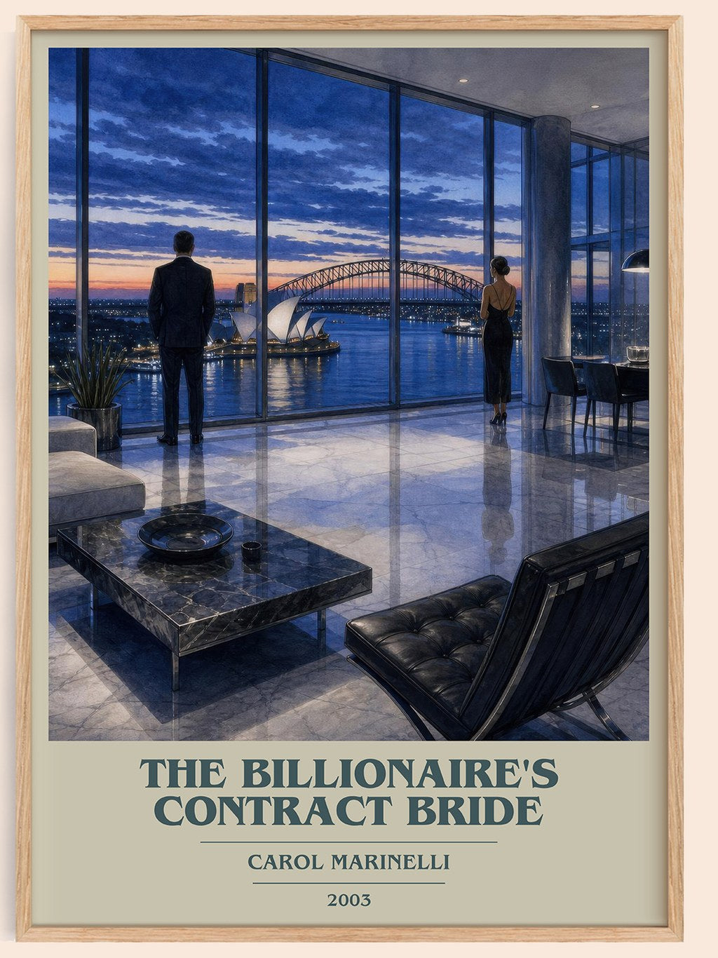 The Billionaire's Contract Bride book cover book poster by Carol Marinelli – framed literary art print