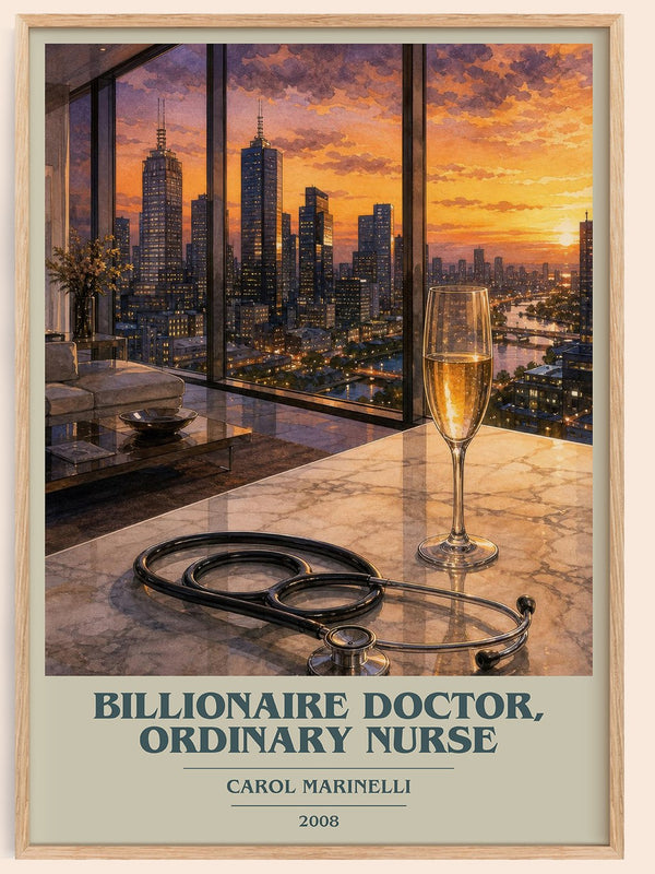 Billionaire Doctor, Ordinary Nurse book cover book poster by Carol Marinelli – framed literary art print