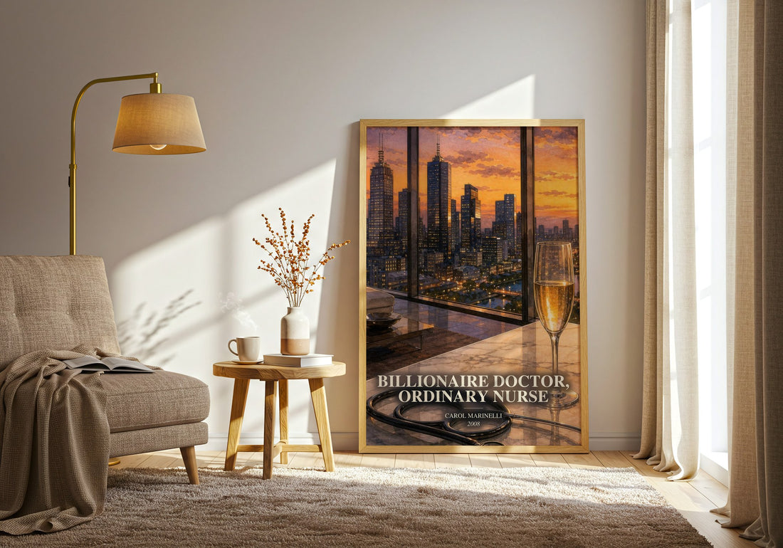 Billionaire Doctor, Ordinary Nurse watercolour print in frame leaning in hallway – romance wall art