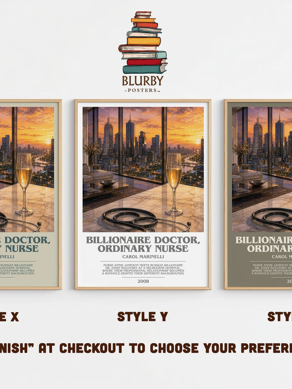 Billionaire Doctor, Ordinary Nurse bookish print in frame leaning in hallway – romance wall art