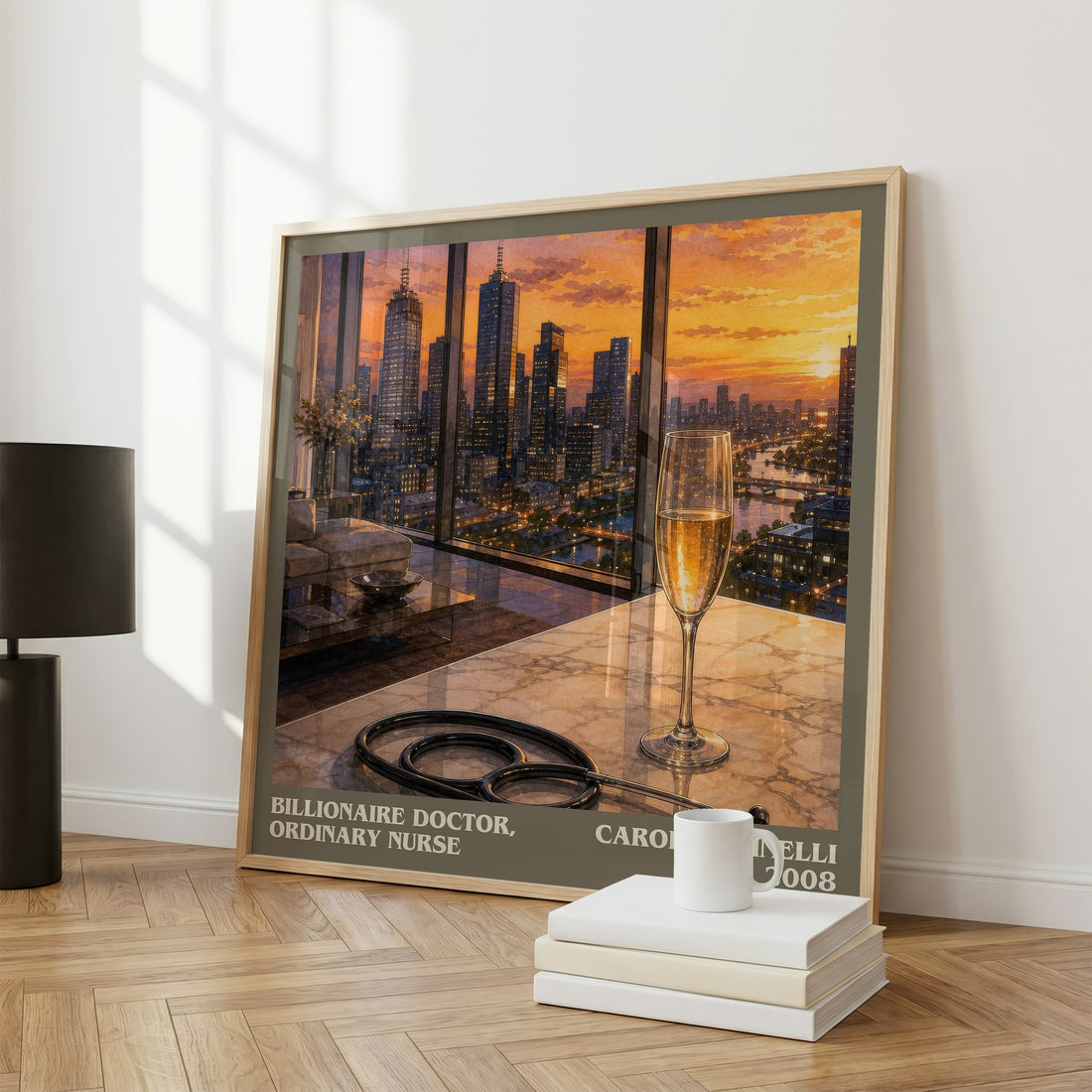Billionaire Doctor, Ordinary Nurse literary print framed by window – literary home decor