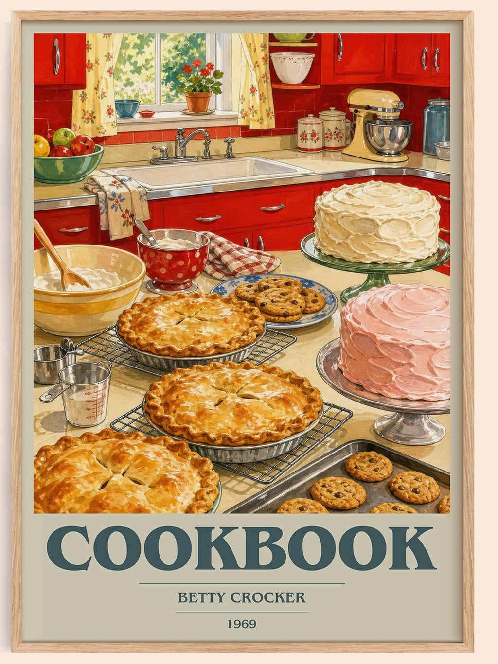 Cookbook book cover book poster by Betty Crocker – framed literary art print